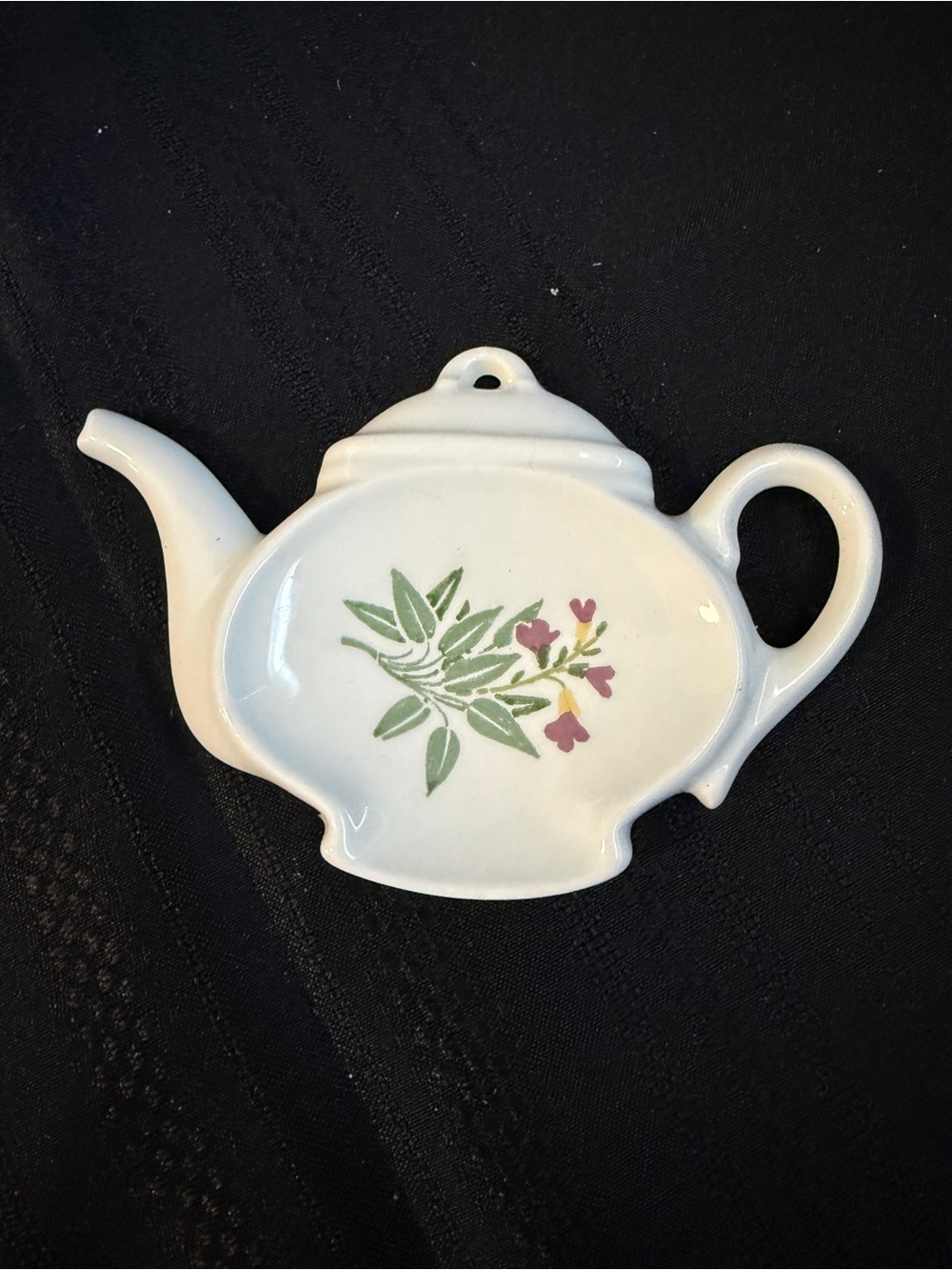 Vintage Portmeirion ceramic teapot tea bag tidy spoon rest made in England